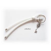 Schlüsselanhänger aus Segelseil mit Metallschlüssel - Geschenk zur Hauseinweihung,Führerschein,erstes Auto - weiß, Bild 1