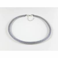 Silberfarbene Perlenkette Häkelkette Halskette Bild 1