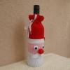 Weinflaschen Überzug Weihnachtsmann gestrickt, Wolle, dekorativ rot weiß rosa Bild 2