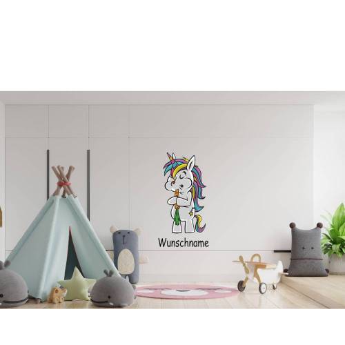 Liebevolles Wandtattoo Mohrrüben Einhorn,konturgeschnitten in 6 Größen ab 20 cm B x 40 cm H