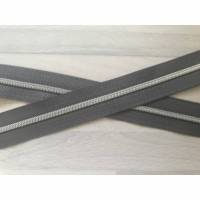 Metallisierter Endlosreißverschluss inkl. 3 Zippern schmal grau - Spirale silber Bild 1