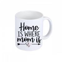 Home is where Mom is, Druck auf Tasse, weiß, schwarz rosa, Keramiktasse Bild 1