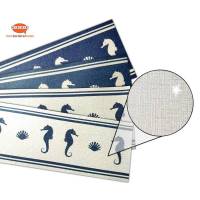 Metallic Bordüre - Silber: Seepferd - Muschel | Vinyl-Vliesbordüre - edler Metallic-Effekt - 15 cm Höhe Bild 1