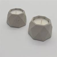 2 Stück Teelichthalter Kerzenhalter Teelicht Kerze Beton grau eckig Set Bild 1