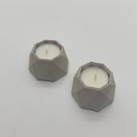 2 Stück Teelichthalter Kerzenhalter Teelicht Kerze Beton grau eckig Set Bild 3