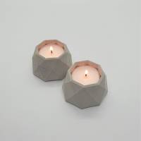 2 Stück Teelichthalter Kerzenhalter Teelicht Kerze Beton grau eckig Set Bild 5