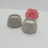 2 Stück Teelichthalter Kerzenhalter Teelicht Kerze Beton grau eckig Set Bild 6