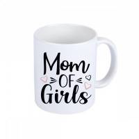 Mom of girls, Druck auf Tasse, weiß, schwarz rosa, Keramiktasse, Mädchen Mama Bild 1