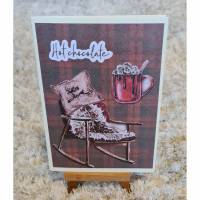 Weihnachtskarte " Hot chocolate " Stuhl , Kissen , heiße Schokolade Bild 1