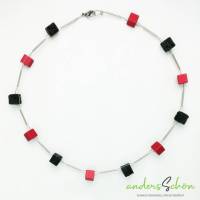 Kette mit Lava-Perlen und roten Aluminium-Perlen (Kopie) Bild 1