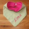 Halstuch für Kinder grün kariert pink mit Namen personalisiert / Kinderhalstuch / Babyhalstuch Bild 1
