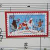 Klappkarte, Weihnachtskarte blau, Briefmarke, Noten, Frohe Weihnachten, mit Umschlag Bild 3