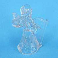 Kleiner älterer Leuchter Engel aus Glas mit Harfe Bild 1