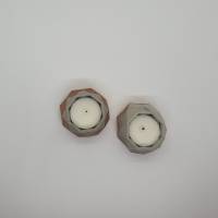 2 Stück Teelichthalter Kerzenhalter Teelicht Kerze Beton grau kupfer eckig Bild 3