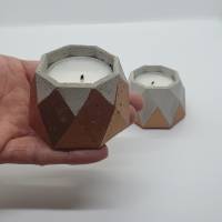 2 Stück Teelichthalter Kerzenhalter Teelicht Kerze Beton grau kupfer eckig Bild 5