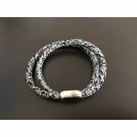 Schwarz-graues Segelseilarmband mit Edelstahl-Magnetverschluß „Kompassrose“ Bild 1