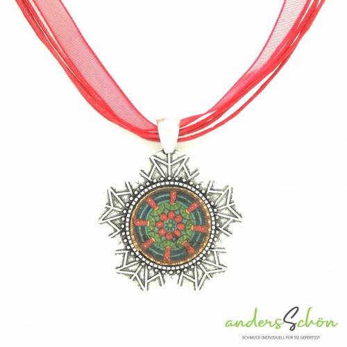 Anhänger Blume mit gemustertem Kork