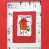 Weihnachtskarte, Noten Briefmarke joy, hellrot Klappkarte mit Umschlag Bild 3