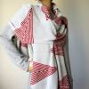 Designer Schal mit Muster in Grau und Rot, Avantgarde Stola mit Streifen, außergewöhnliches Tuch aus Wolle Bild 10