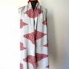Designer Schal mit Muster in Grau und Rot, Avantgarde Stola mit Streifen, außergewöhnliches Tuch aus Wolle Bild 2