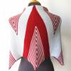 Designer Schal mit Muster in Grau und Rot, Avantgarde Stola mit Streifen, außergewöhnliches Tuch aus Wolle Bild 7