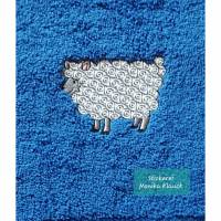 Handtuch, royalblau, 40 x 60, mit Schaf und nach Wunsch mit Namen Bild 1