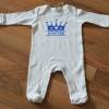 Baby Organic Sleepsuit,  Strampler, weiß, Krone, Namen Bild 3