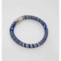 Armband gewebt Azteken blau mit Edelstahl Magnetschließe Bild 1