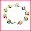 Schmuckset "Rainbow" Regenbogen Armband, Ohrringe und Ring mit Cabochon gestreift 10mm, versilbert Bild 3