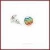 Schmuckset "Rainbow" Regenbogen Armband, Ohrringe und Ring mit Cabochon gestreift 10mm, versilbert Bild 5