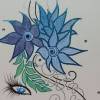[2020-0074] DinA5-Klappkarte "Blaue Blüten - Ohne Thema" - handgezeichnet Bild 2