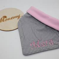 Halstuch für Kinder grau weiß kariert Fleece rosa mit Namen personalisiert / Kinderhalstuch / Babyhalstuch Bild 8