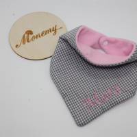 Halstuch für Kinder grau weiß kariert Fleece rosa mit Namen personalisiert / Kinderhalstuch / Babyhalstuch Bild 9