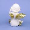 Dekorativer, großer weißer Porzellan Engel mit goldenen Flügeln Bild 3