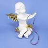 Dekorativer, großer weißer Porzellan Engel mit goldenen Flügeln Bild 4