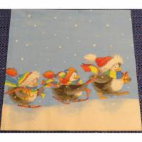 5 Servietten / Motivservietten  Winter / Weihnachten / Pinguine mit Geschenken P 21 Bild 1