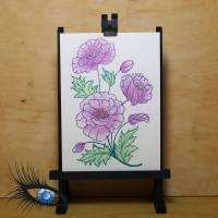 [2020-0075] DinA5-Klappkarte "Blütentraum" - handgezeichnet Bild 1