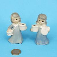 Zwei niedliche Kerzen Engel aus mattem Biscuitporzellan Bild 1
