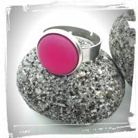 Verstellbarer Ring in Edelstahl mit Polaris Cabochon in pink Bild 1