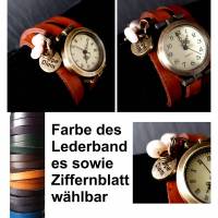 Armbanduhr, Wickeluhr, Uhr, Damenuhr, Lederuhr, Vintage-Stil,carpe diem, Zuchtperlen,Auswahl Bild 1