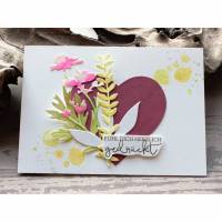 Grußkarte mit handcoloriertem Blütenmotiv, Glückwunschkarte, Liebe Grüße Bild 1