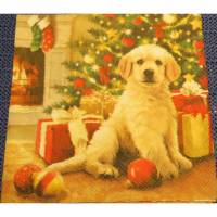 5 Servietten / Motivservietten  Hund  /  Weihnachten /  Weihnachtsbaum / Weihnachtsgeschenke   T 426 Bild 1