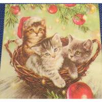 5 Servietten / Motivservietten  Katzen  /  Weihnachten /  Weihnachtsbaum / Weihnachtsbaumkugeln    T 427 Bild 1