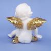 Großer sitzender Engel aus weißem Porzellan mit gold Bild 3