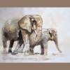 Elefanten Aquarellbild handgemalt 32 x 50 cm Querformat Bild 3