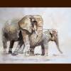 Elefanten Aquarellbild handgemalt 32 x 50 cm Querformat Bild 4