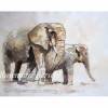 Elefanten Aquarellbild handgemalt 32 x 50 cm Querformat Bild 5