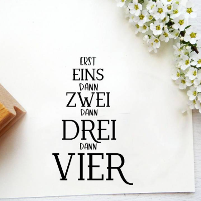 Weihnachtsstempel "erst eins dann zwei dann drei dann vier" für Geschenketiketten, Geschentüten, Weihnachtspost