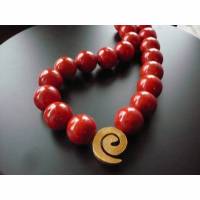 Rote Schaumkorallen-Kette mit Designer Zwischenteil,Unikat,Traumhaft schöne handgefertigte Schaumkorallenkette mit XXL K Bild 1