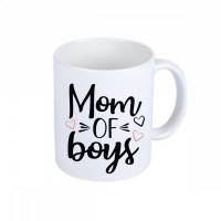 Mom of boys, Druck auf Tasse, weiß, schwarz rosa, Keramiktasse, Jungen, Jungs Mama Bild 1